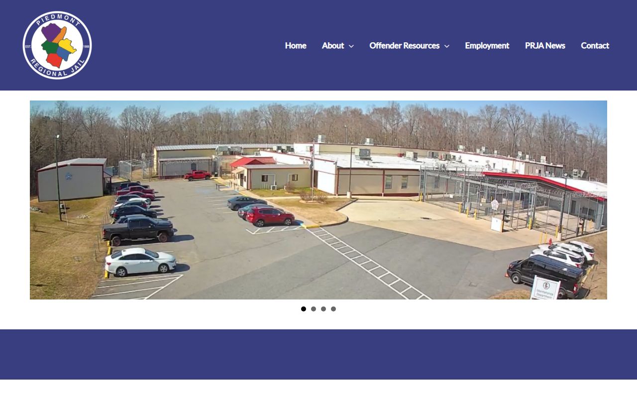Piedmont Regional Jail homepage for Amelia County inmate population searches