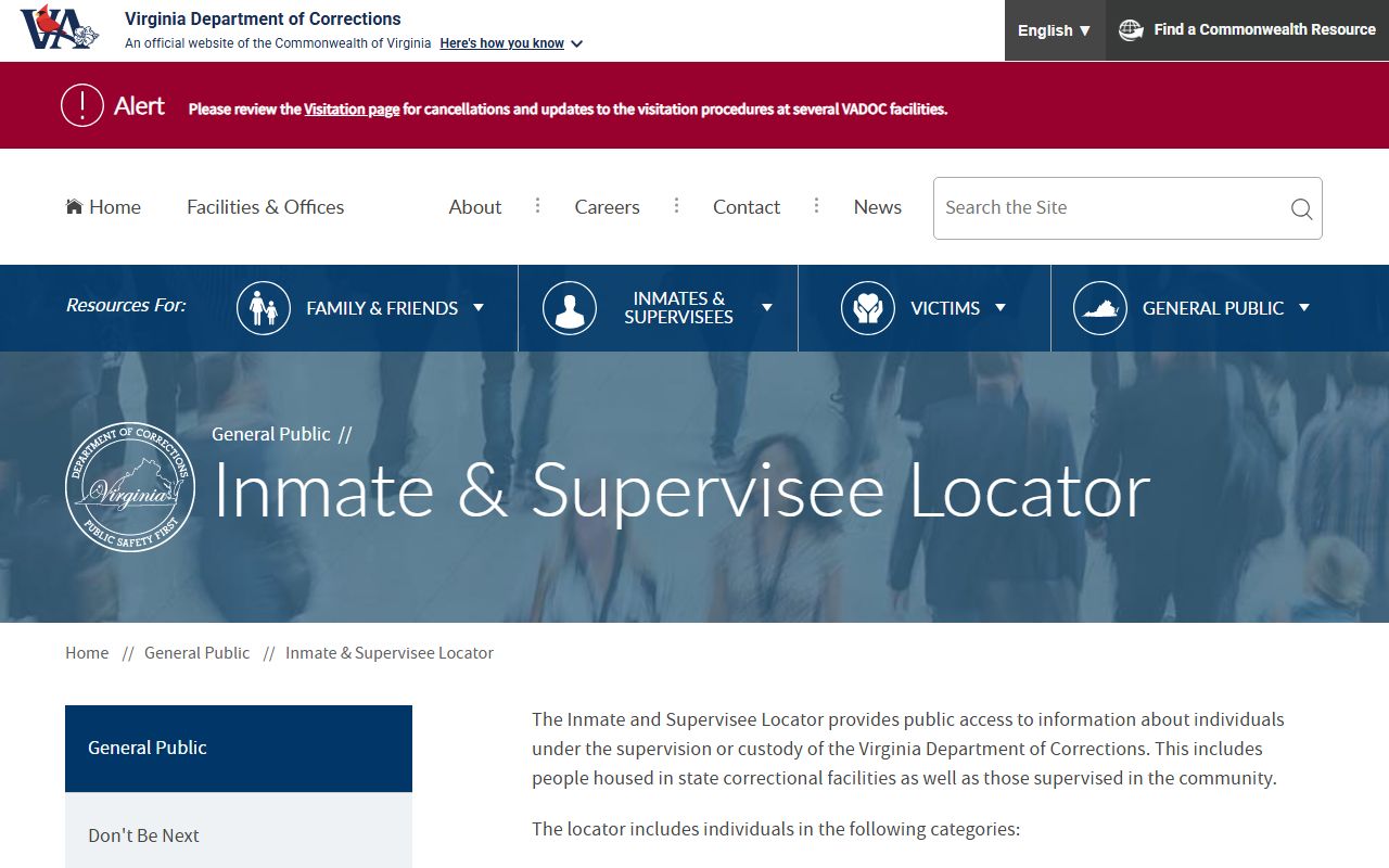 VADOC locator for Amelia County state inmate searches